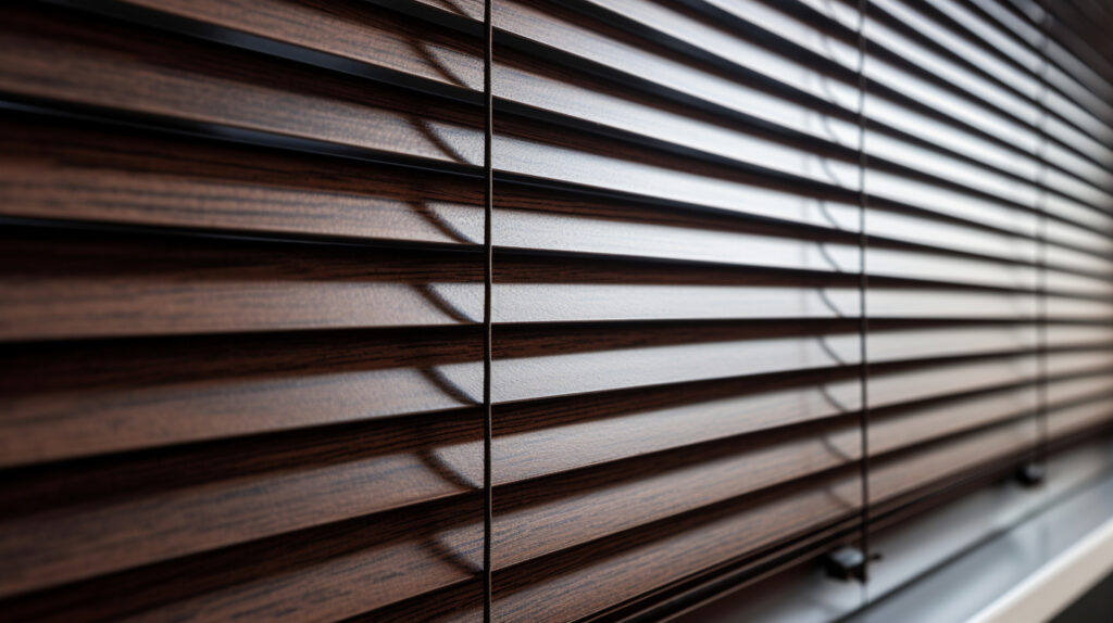 Elegant wooden blinds adding warmth to a room