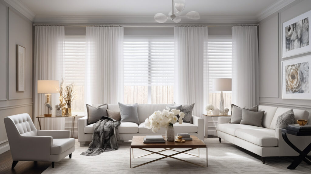 Living Room Adorned with Blinds and Drapery from Home Makeover Centre